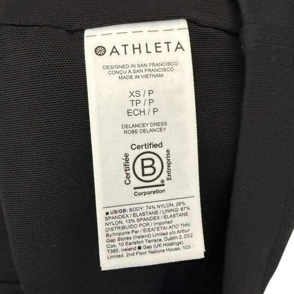 Black Athleta Long Sleeve Quarter Zip Short Dress w/Pockets - Extra Small Petite - Picture 8 of 8